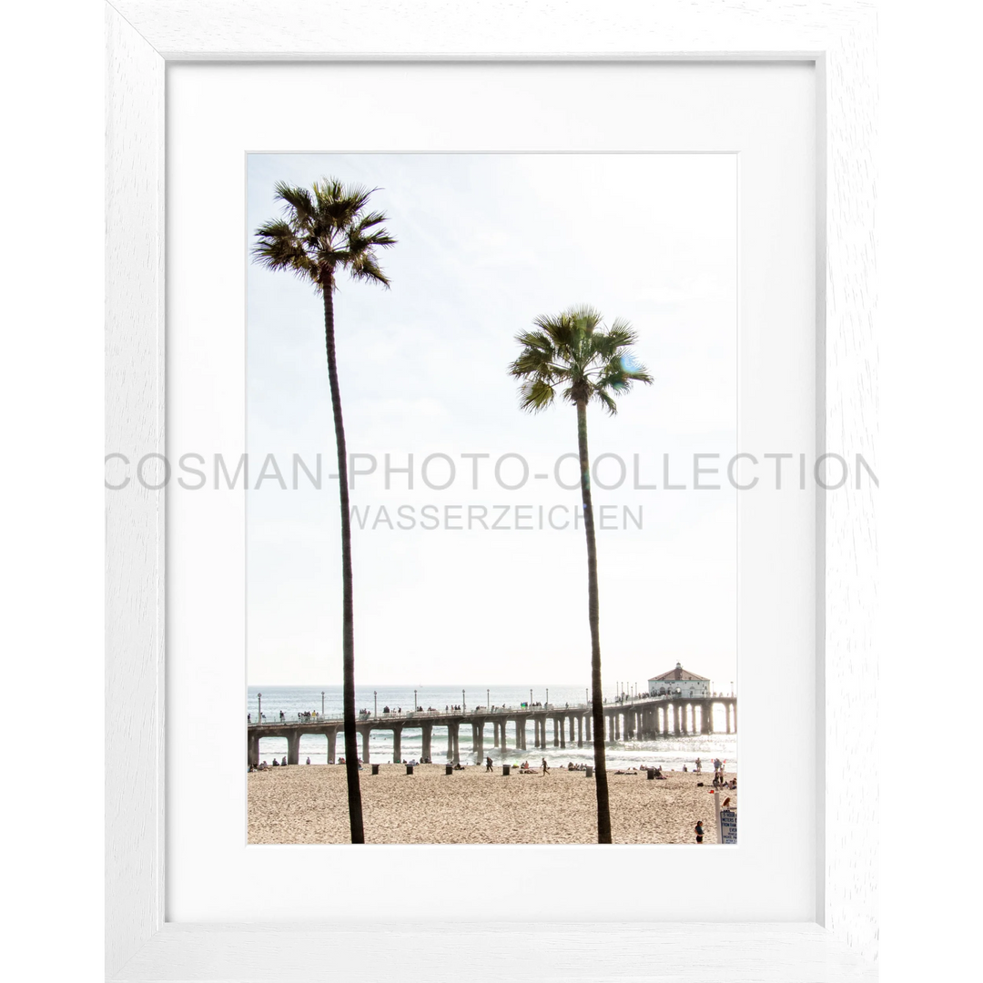 Poster Kalifornien Manhattan Beach K186 - Weiss 3cm