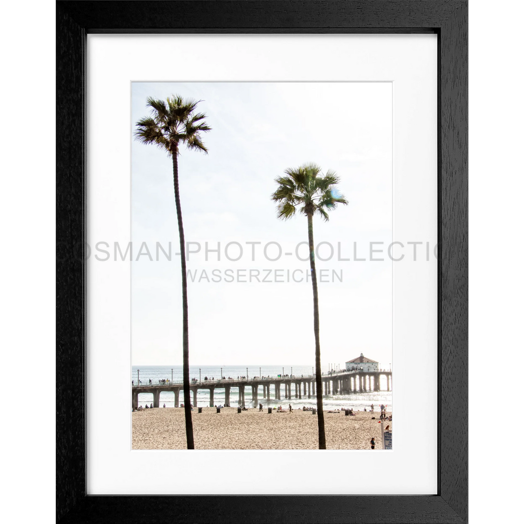 Poster Kalifornien Manhattan Beach K186 - Schwarz 3cm