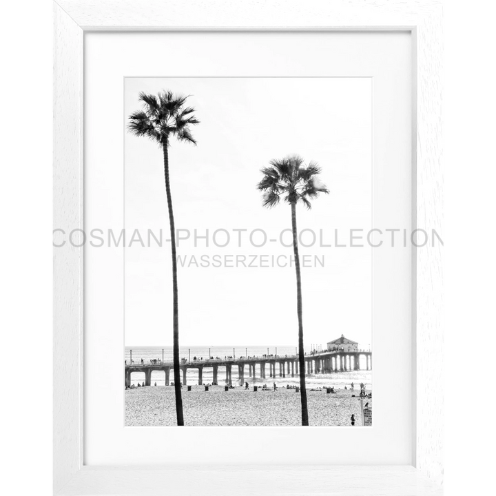 Poster Kalifornien Manhattan Beach K186 - Weiss 3cm