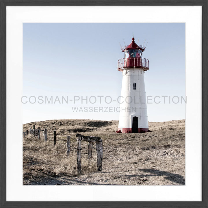 Poster ’Leuchtturm List West’ Sylt SY74Q - Schwarz matt