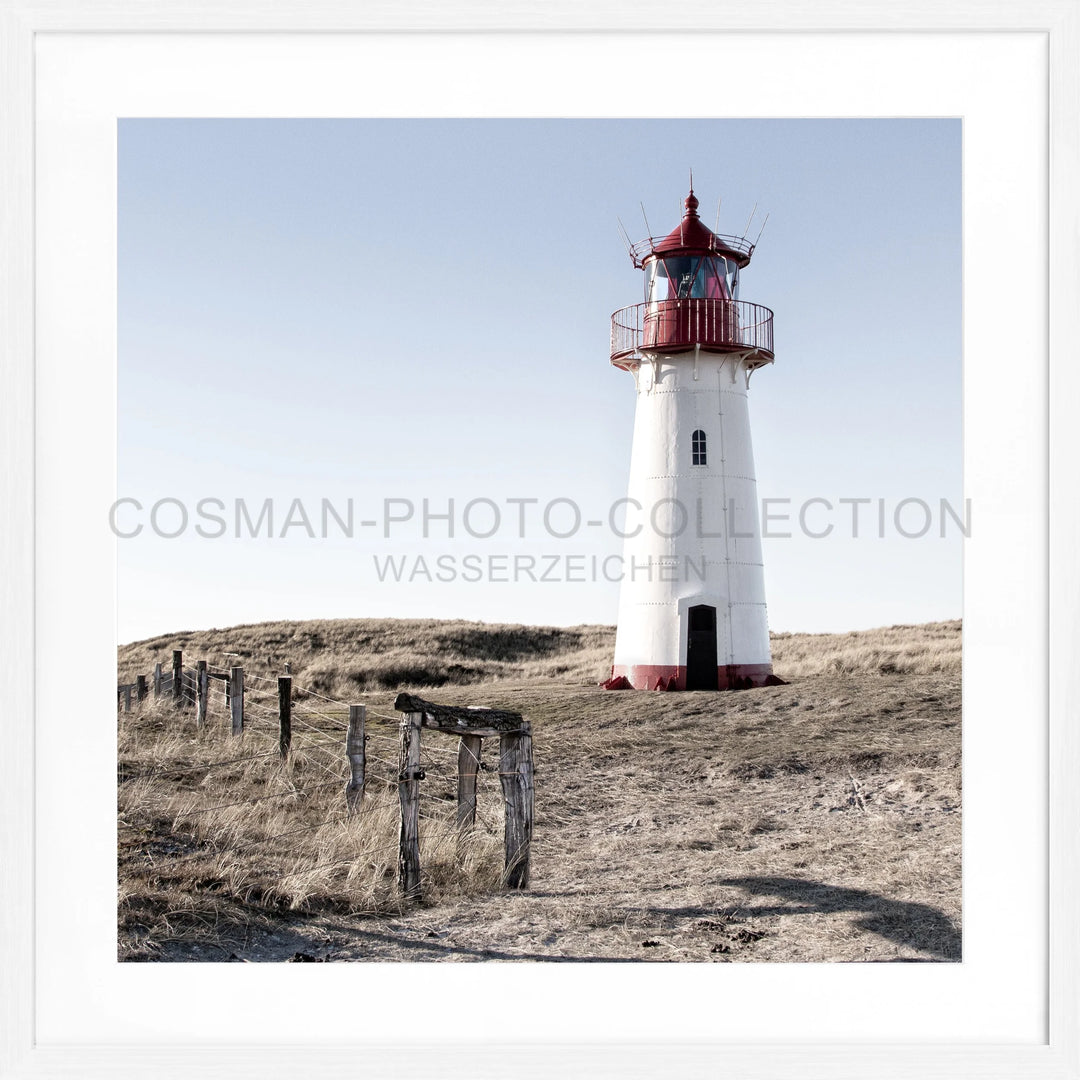 Poster ’Leuchtturm List West’ Sylt SY74Q - Weiss 1.5cm