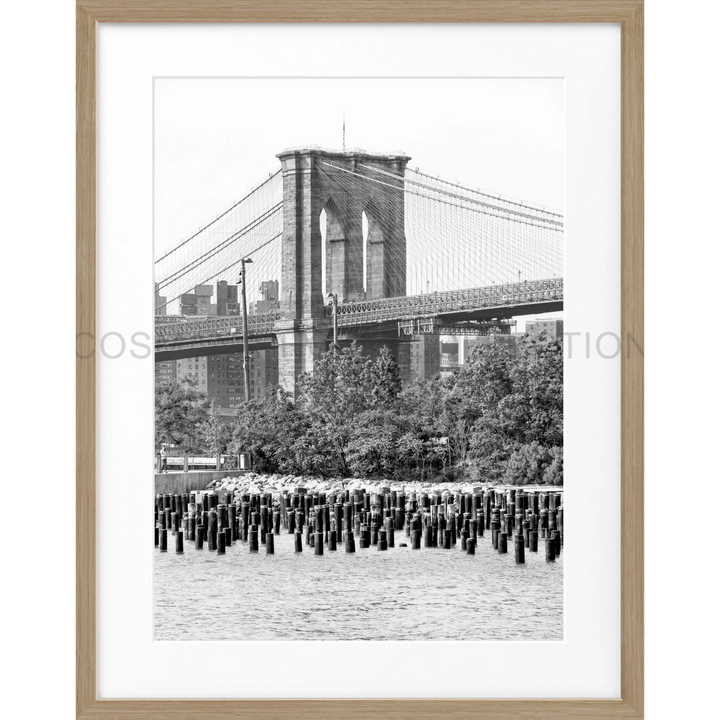 Brooklyn Bridge with wooden Pilings in water for Poster New York Brooklyn Bridge NY112