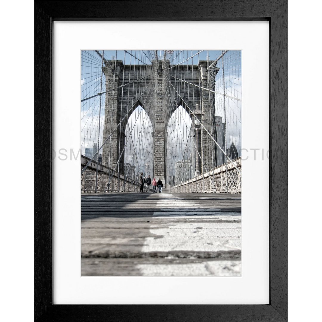 Gotische Steinbogen und Kabel der Brooklyn Bridge auf Poster New York Brooklyn Bridge NY34