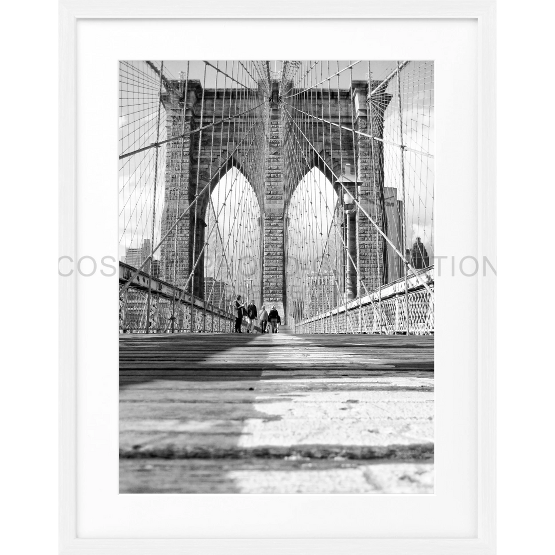 Brooklyn Bridge with Gothic arches and suspension cables on New York poster NY34