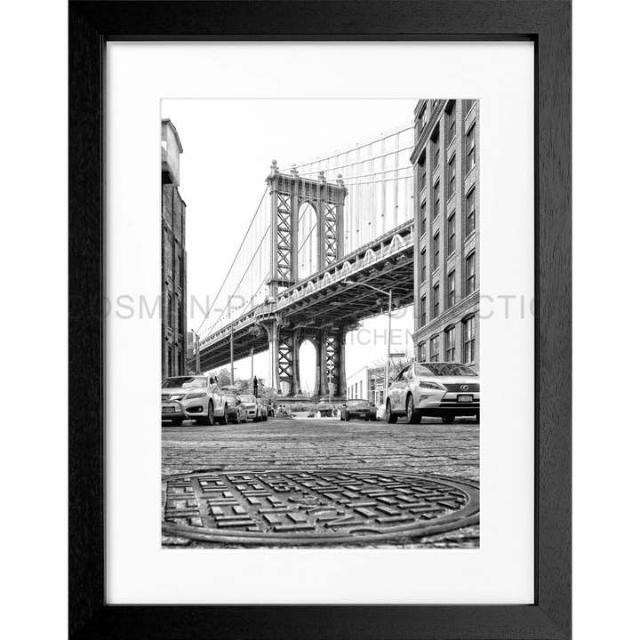 Schwarz-Weiß-Poster des Manhattan Bridges von DUMBO, Brooklyn, New York NY33