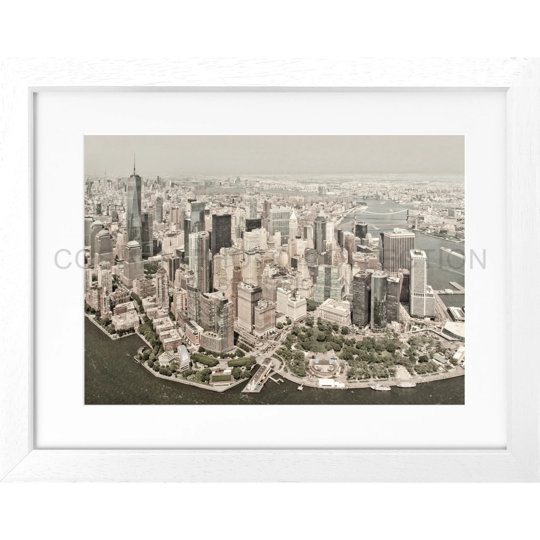 Aerial view of Manhattan skyline in sepia tones for Poster New York Skyline NY37