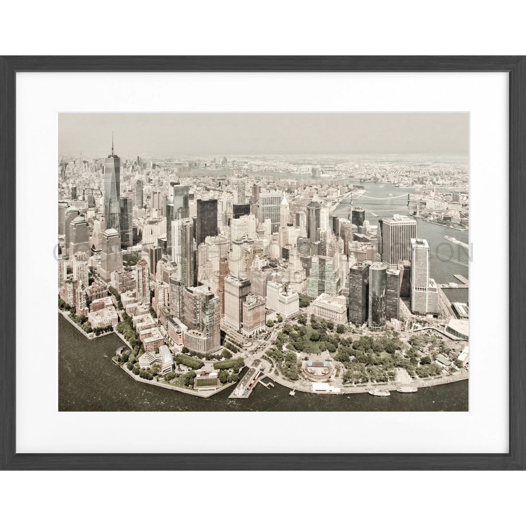 Luftaufnahme der Skyline von Manhattan in Schwarzweiß für Poster New York Skyline NY37