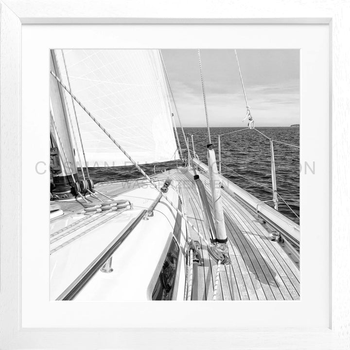 Poster Segelboot SAIL01Q - Weiss 3cm / Quadrat 55 (55x55cm)