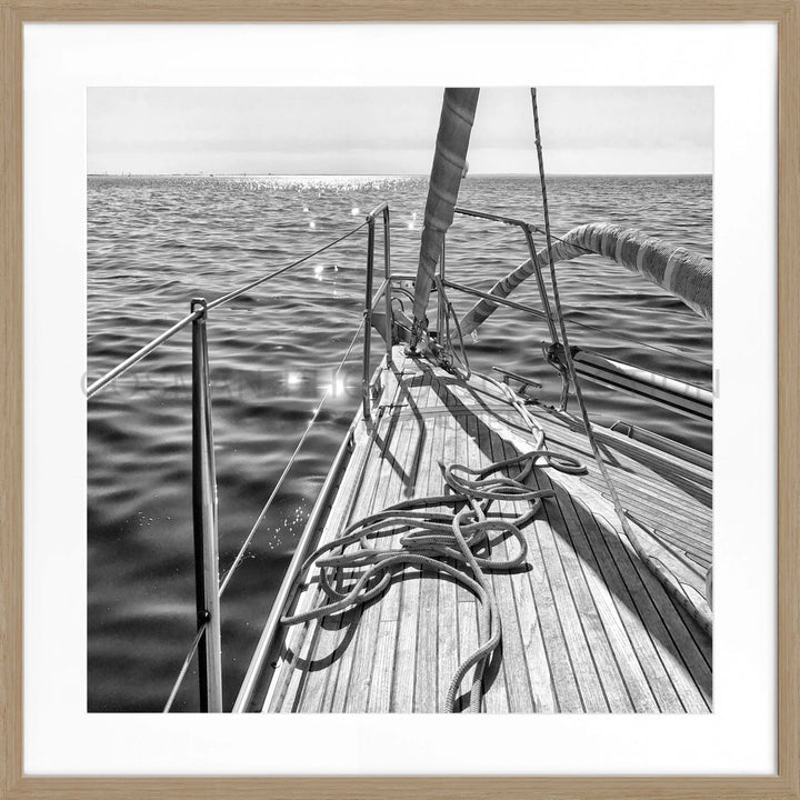 Poster Segelboot SAIL02Q - Eiche Furnier 1.5cm / Quadrat 55