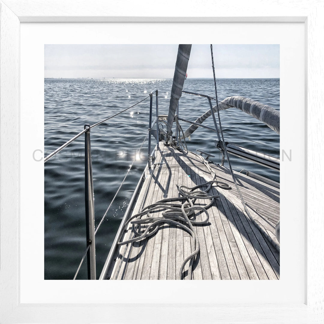 Poster Segelboot SAIL02Q - Weiss 3cm / Quadrat 55 (55x55cm)