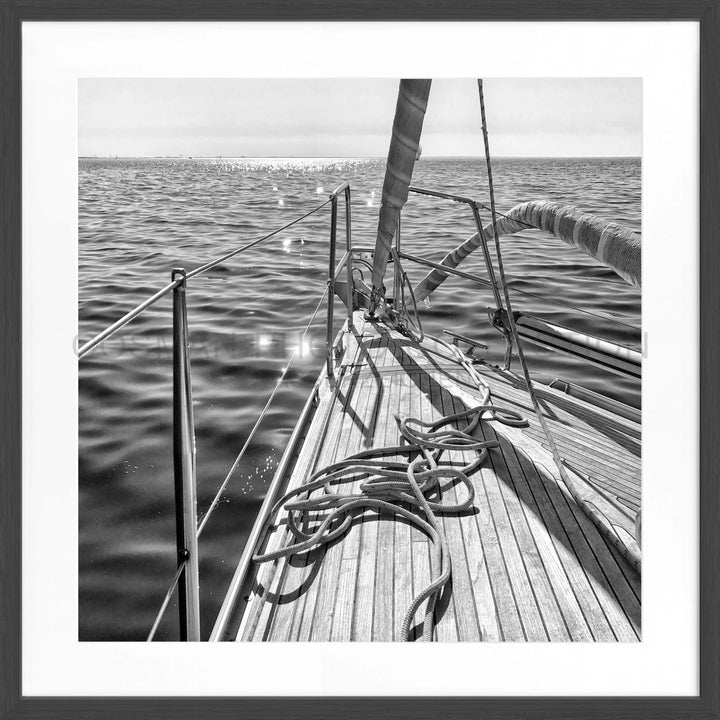 Poster Segelboot SAIL02Q - Schwarz matt 1.5cm / Quadrat 55