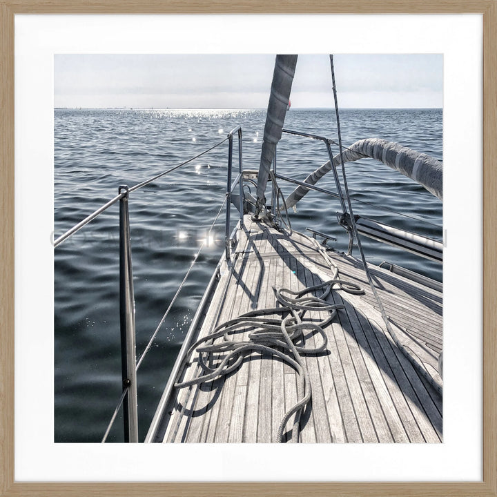 Poster Segelboot SAIL02Q - Eiche Furnier 1.5cm / Quadrat 55