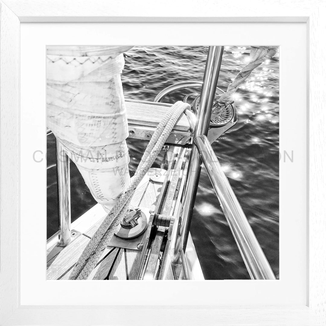 Poster Segelboot SAIL03Q - Weiss 3cm / Quadrat 55 (55x55cm)