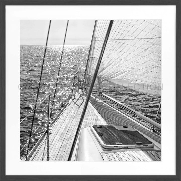 Poster Segelboot SAIL04Q - Schwarz matt 1.5cm / Quadrat 55