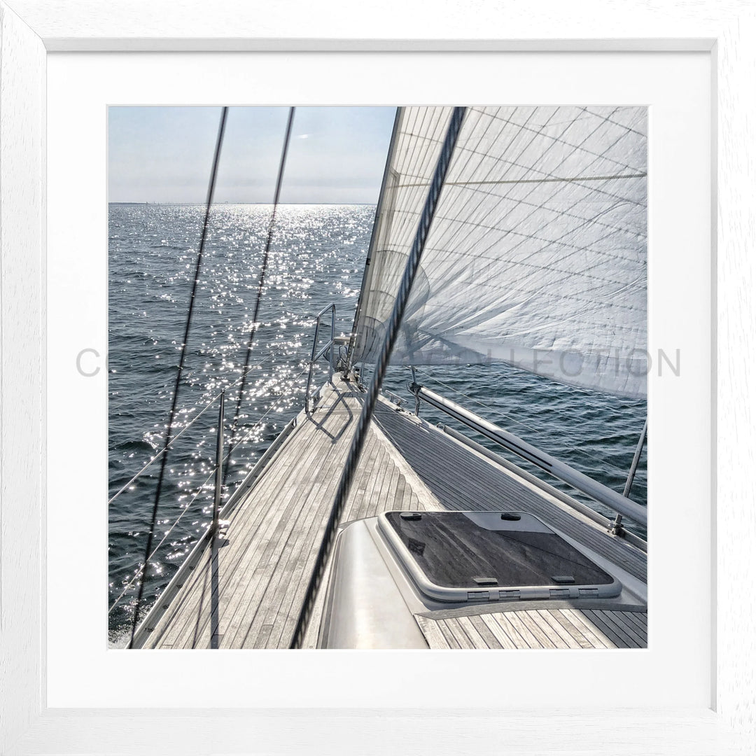 Poster Segelboot SAIL04Q - Weiss 3cm / Quadrat 55 (55x55cm)