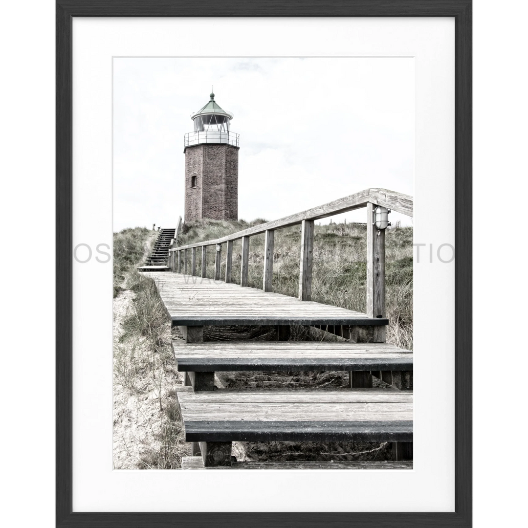 Poster Sylt Leuchtturm Kampen SY12 - Schwarz matt 1.5cm / S